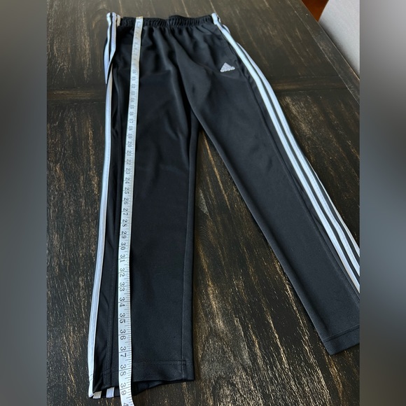 Adidas Black Track Pants with 3 stripes.Size Medium - Picture 3 of 6